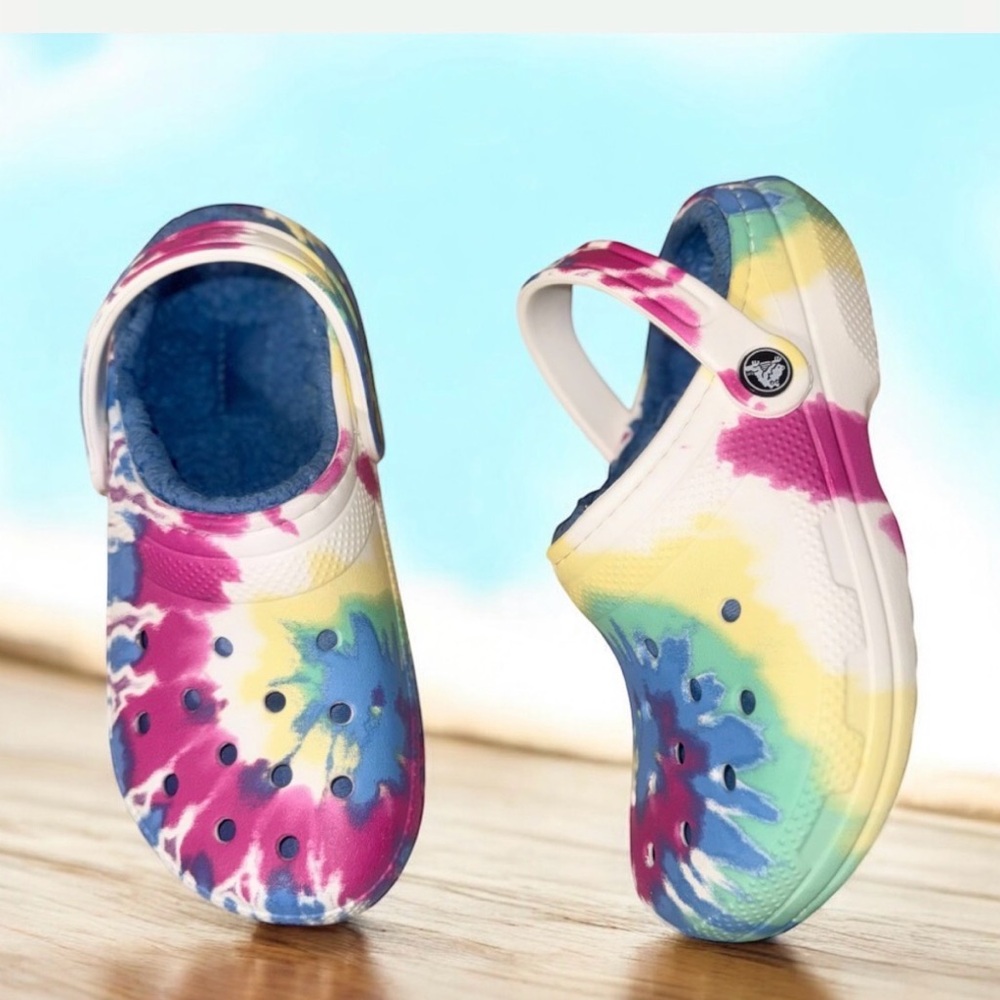 CROCS Classic Tie Dye LINED clogs women’s shoes size 6